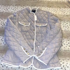 Waist length gray light puffer jacket